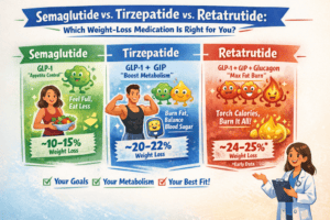 Semaglutide Tirzepatide Retatrutide research peptides GLP-1 comparison